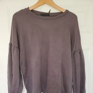 NWT Harlowe and Graham Gray Crewneck Sweatshirt with Puffy Sleeves Size Medium